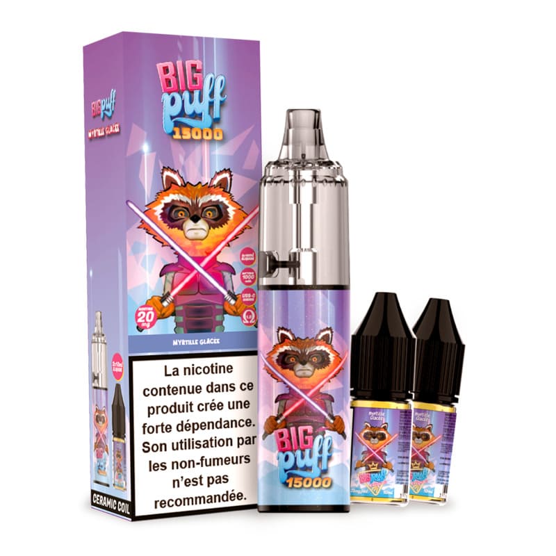 BIG PUFF 15000 - Puff Rechargeable 15000 Puffs-20 mg-Myrtille Glacée-VAPEVO