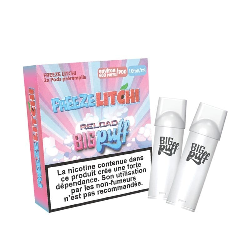 BIG PUFF Reload - Pack de 2 Cartouches 2 ml 600 Puffs-0 mg-Freeze Litchi-VAPEVO