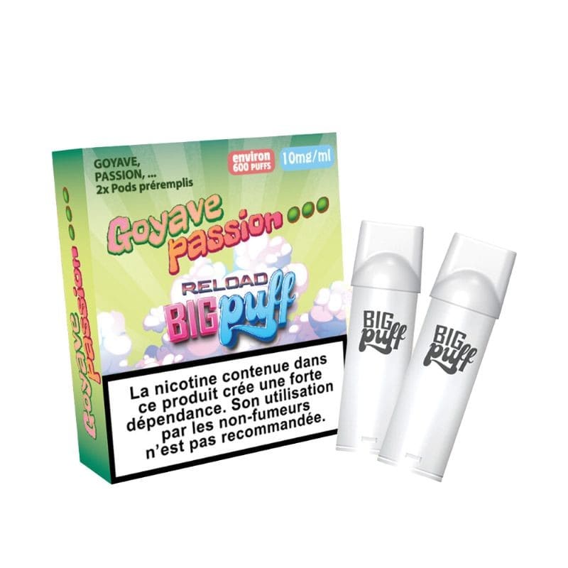 BIG PUFF Reload - Pack de 2 Cartouches 2 ml 600 Puffs-0 mg-Goyave Passion-VAPEVO
