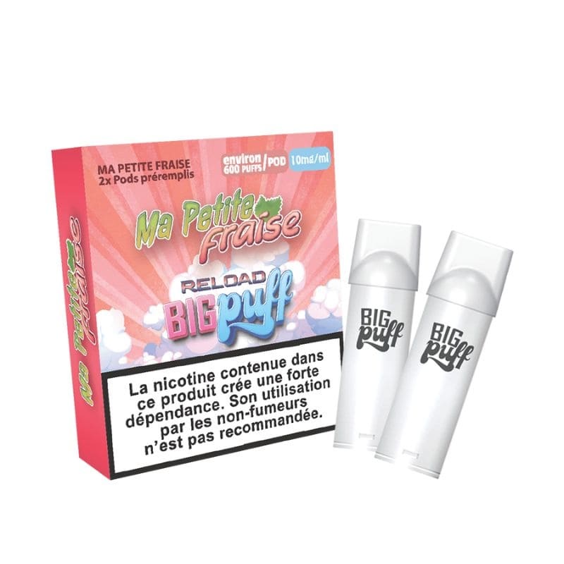 BIG PUFF Reload - Pack de 2 Cartouches 2 ml 600 Puffs-0 mg-Ma Petite Fraise-VAPEVO