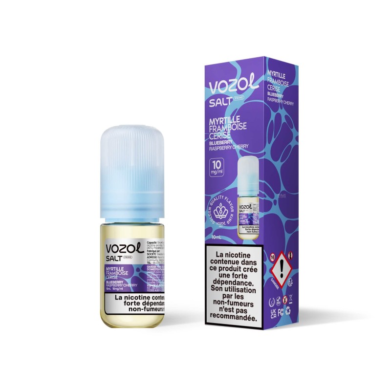 E-liquide Sel de Nicotine Myrtille Framboise Cerise 10ml - Vozol