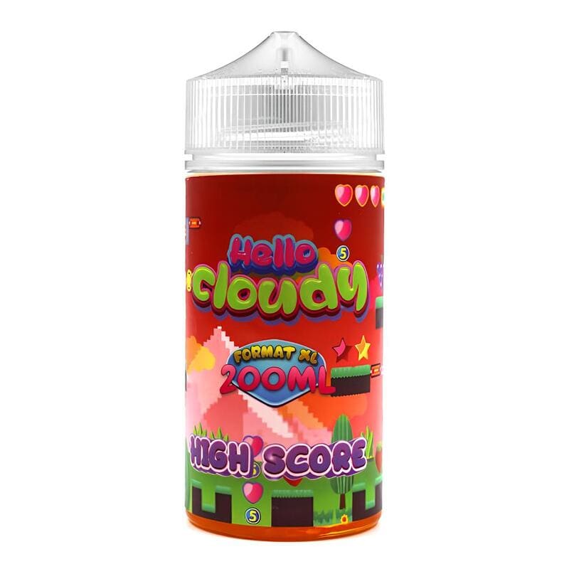 Flacon unicorn de 200ml High Score Hello Cloudy avec étiquette colorée au design rétro inspiré des jeux vidéo.