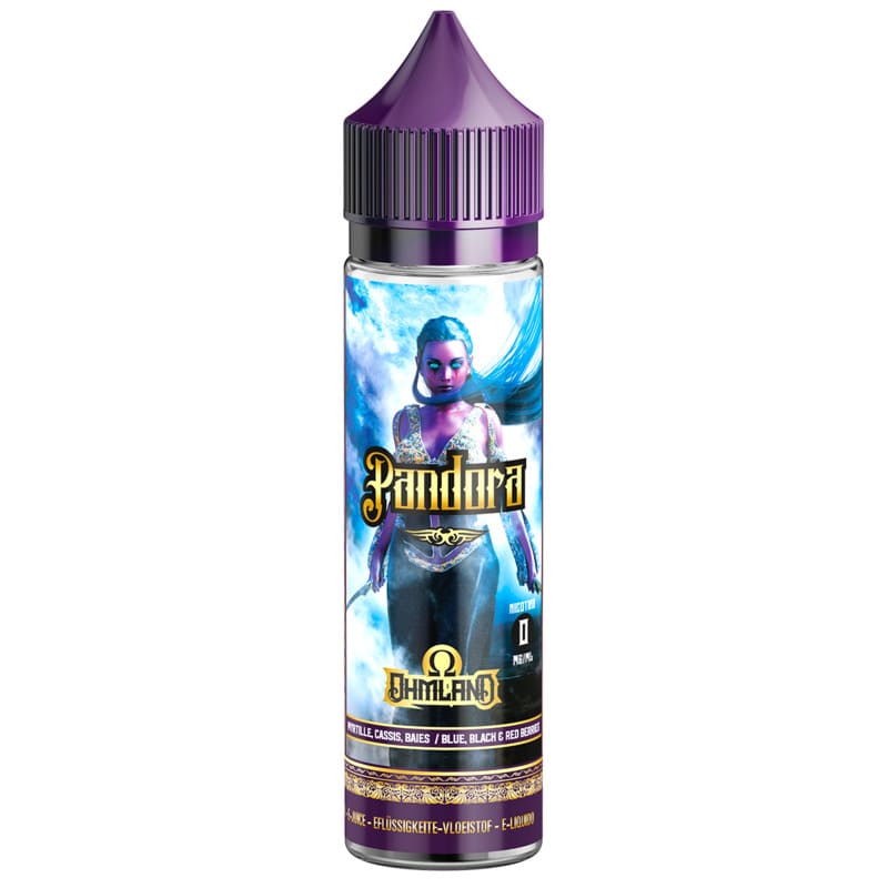 Flacon unicorn 50ml Pandora Ohmland Swoke avec bouchon violet et illustration fantastique de femme aux cheveux bleus.
