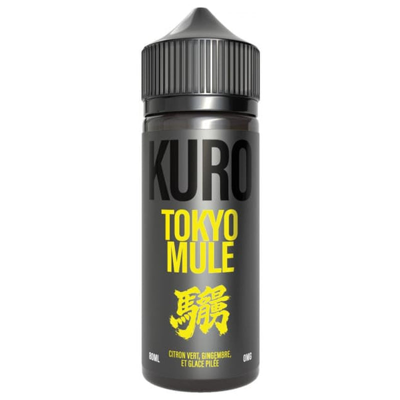 Flacon d’e-liquide Tokyo Mule 80ml de KURO sur fond blanc.