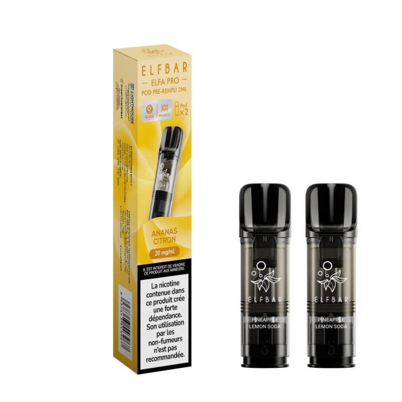 ELFBAR ELFA Pro - Pack de 2 Cartouches 2ml 10 mg Ananas Citron | VAPEVO