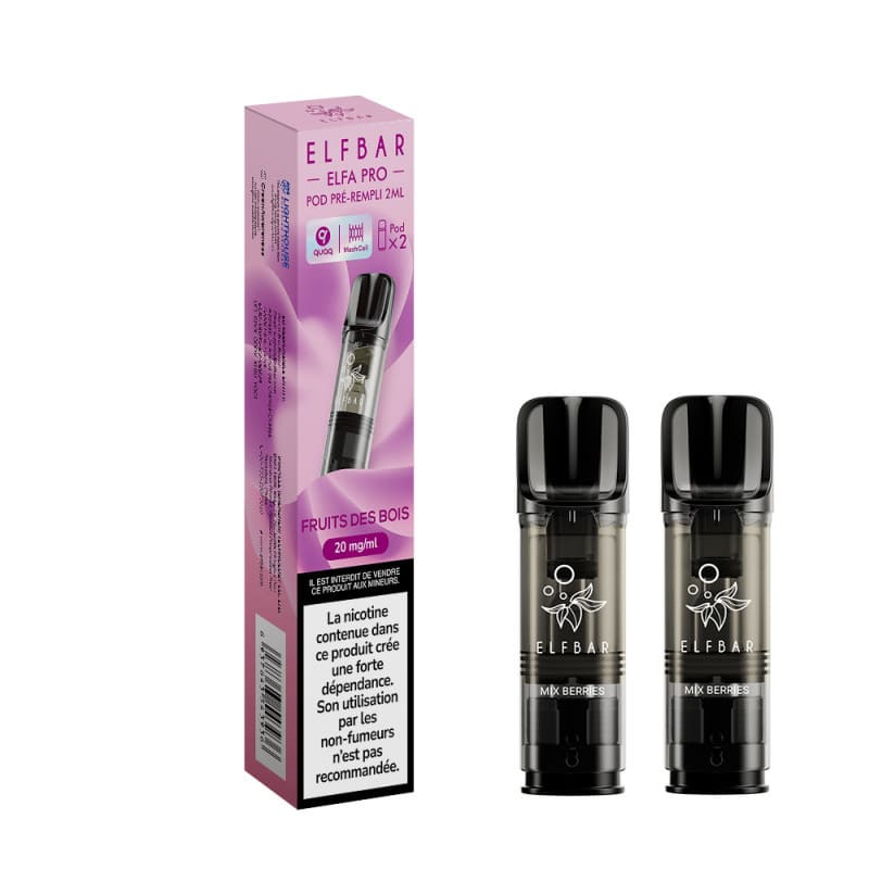 ELFBAR ELFA Pro - Pack de 2 Cartouches 2ml 600 Puffs-10 mg-Fruits des bois-VAPEVO
