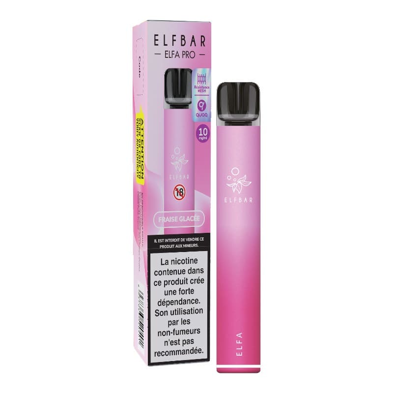 ELFBAR Elfa Pro - Puff Rechargeable 500mAh 2ml-10 mg-Fraise Glacée-VAPEVO
