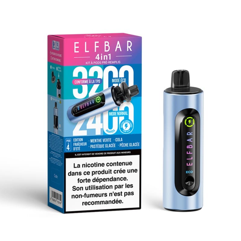 ELFBAR Kit 4in1 - Puff Rechargeable 3200 Puffs-20 mg-Edition Fraîcheur d'Été-VAPEVO