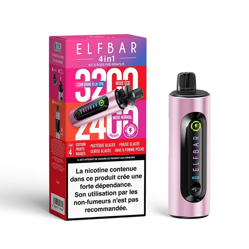 ELFBAR Kit 4in1 - Puff Rechargeable 3200 Puffs-20 mg-Edition Fruits Rouges-VAPEVO