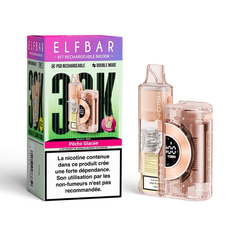 ELFBAR NIO30K - Puff Rechargeable 30000 Puffs-20 mg-Pêche Glacée-VAPEVO