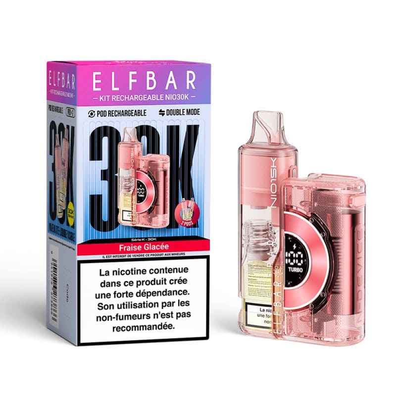 ELFBAR NIO30K - Puff Rechargeable 30000 Puffs 20mg-Fraise Glacée-VAPEVO