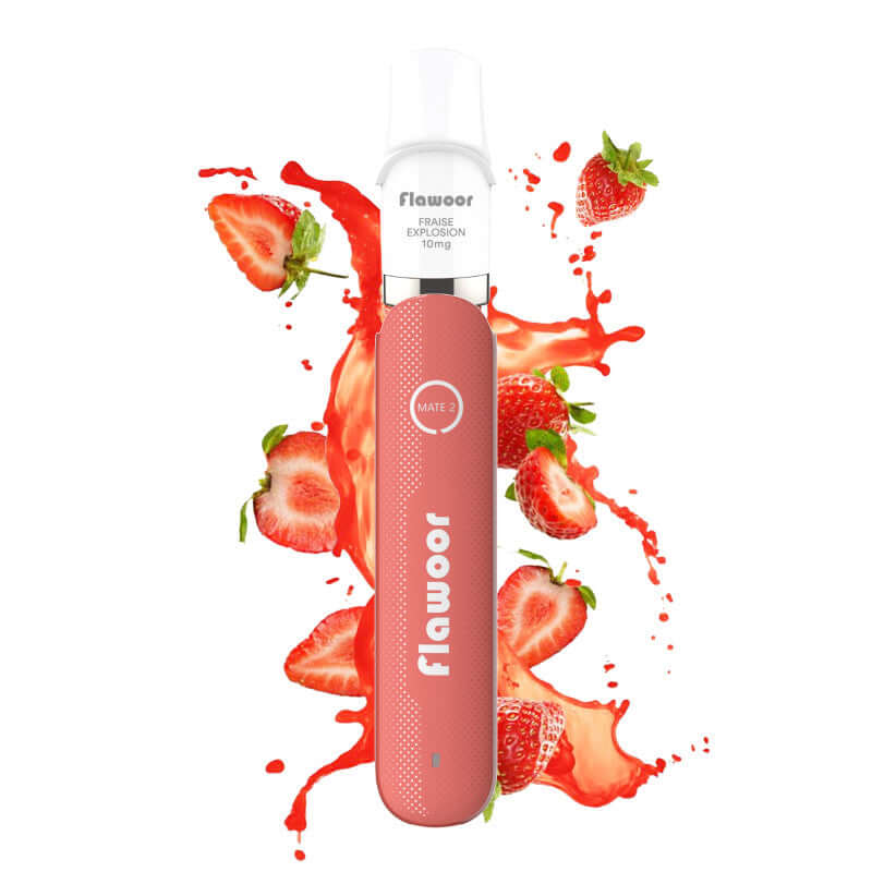 FLAWOOR Mate 2 - Puff Rechargeable 600 Puffs-10 mg-Fraise Explosion-VAPEVO