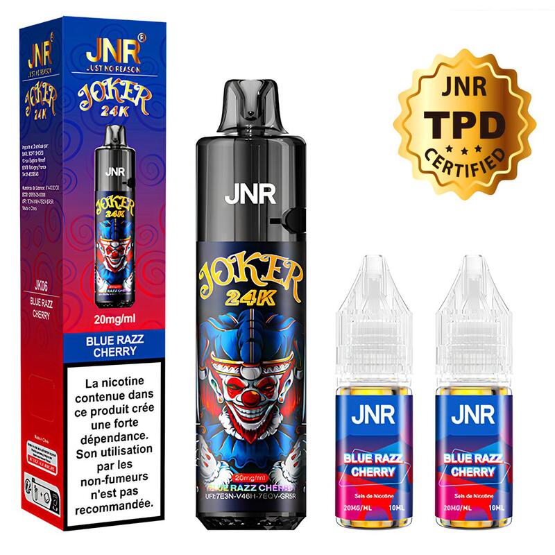 JNR Joker 24k - Puff Rechargeable 20mg Blue Razz Cherry | VAPEVO