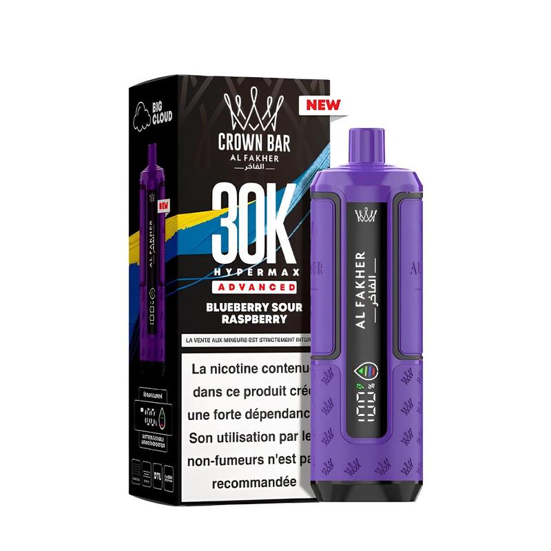 Kit Puff Al Fakher Crown Bar HyperMax Advanced 30K 6mg Blueberry Sour Raspberry | VAPEVO