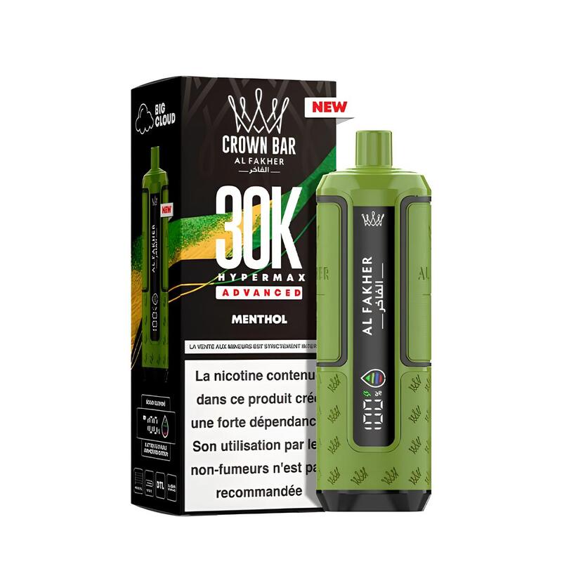 Kit Puff Al Fakher Crown Bar HyperMax Advanced 30K 6mg Menthol | VAPEVO