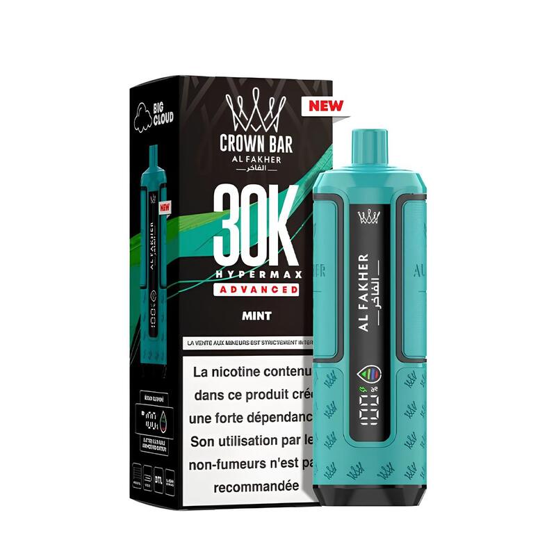 Kit Puff Al Fakher Crown Bar HyperMax Advanced 30K 6mg Mint | VAPEVO