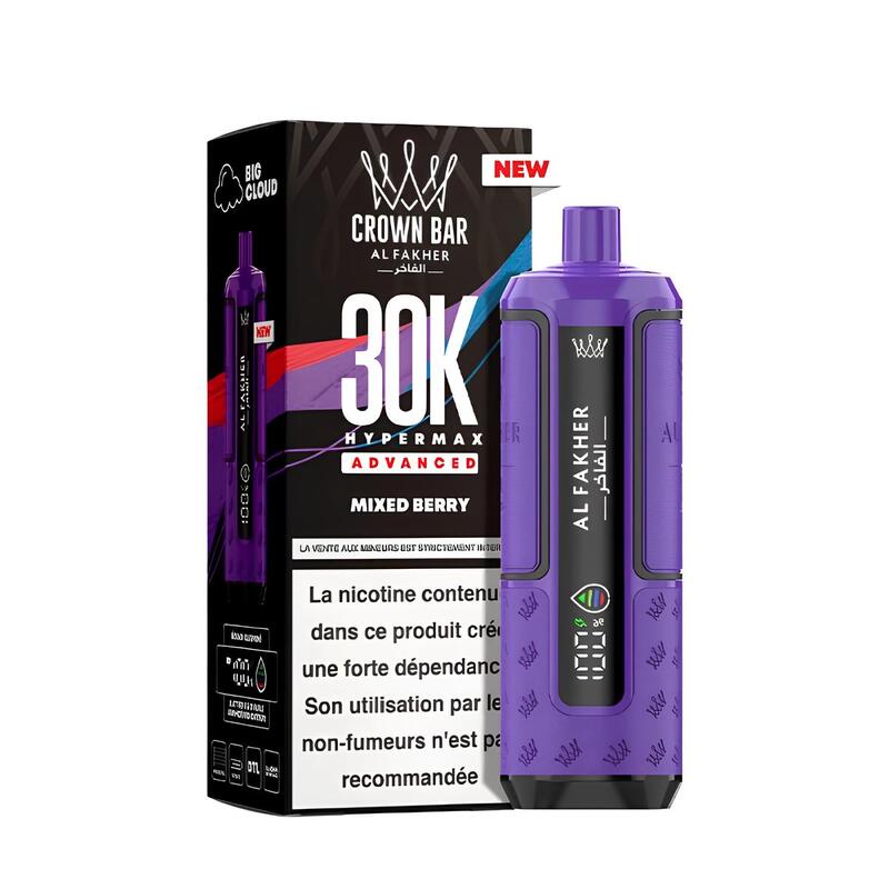 Kit Puff Al Fakher Crown Bar HyperMax Advanced 30K 6mg Mixed Berry | VAPEVO