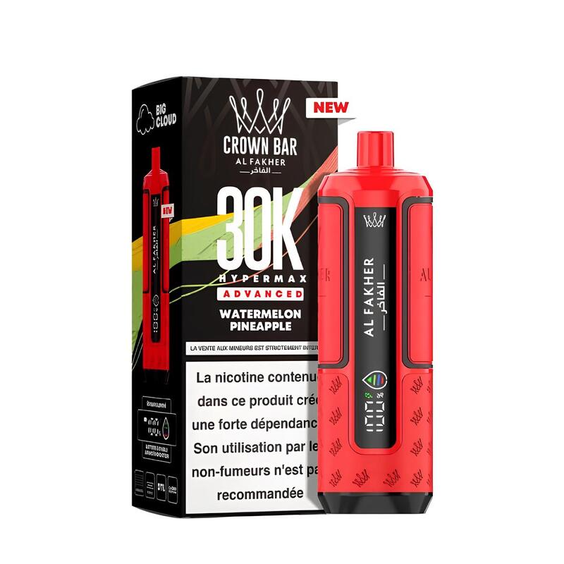 Kit Puff Al Fakher Crown Bar HyperMax Advanced 30K 6mg Watermelon Pineapple | VAPEVO