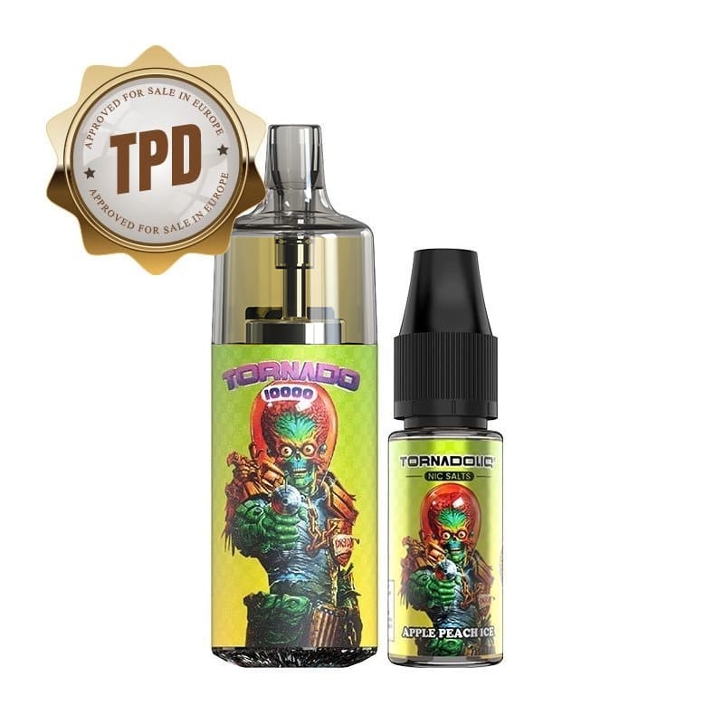 Kit Puff Gobar Tornado 10000 10ml 10 mg Apple Peach Ice | VAPEVO