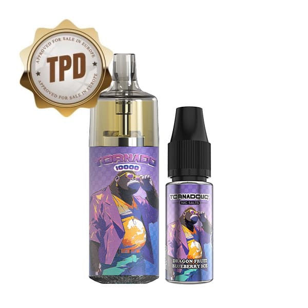 Kit Puff Gobar Tornado 10000 10ml 10 mg Dragon Fruit Blueberry Ice | VAPEVO