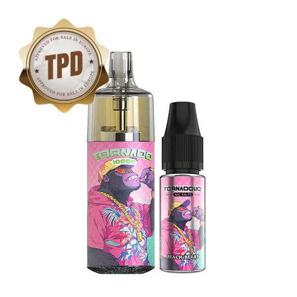 Kit Puff Gobar Tornado 10000 10ml 10 mg Peach Berry | VAPEVO