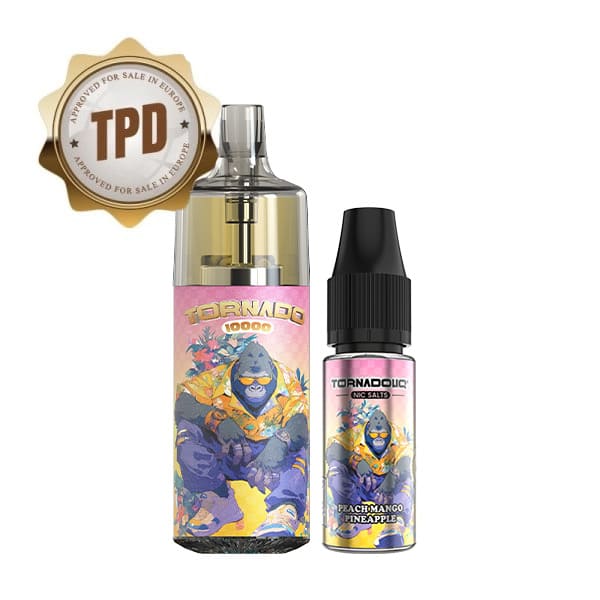 Kit Puff Gobar Tornado 10000 10ml 10 mg Peach Mango Pineapple | VAPEVO