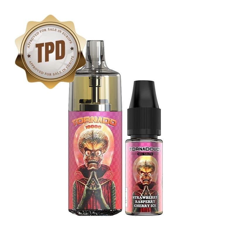 Kit Puff Gobar Tornado 10000 10ml 10 mg Strawberry Raspberry Cherry Ice | VAPEVO