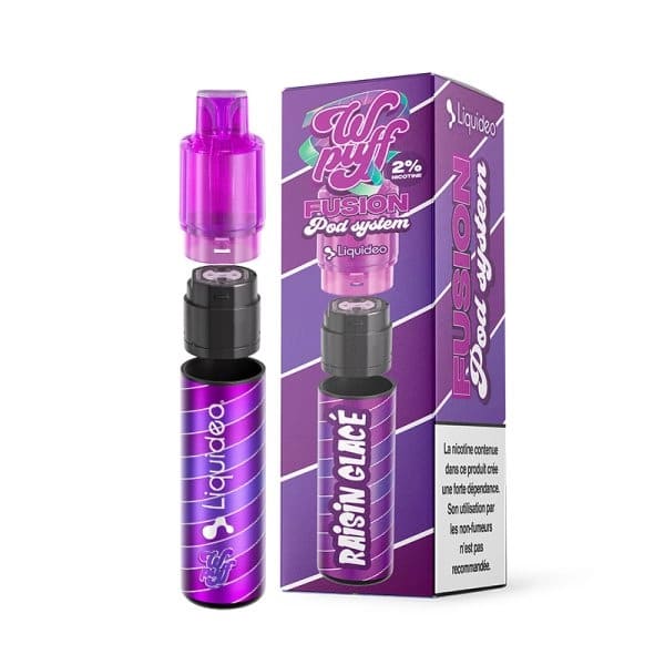 Kit Puff Liquideo Wpuff Fusion 15000 Puffs 10 mg Raisin Glacé | VAPEVO