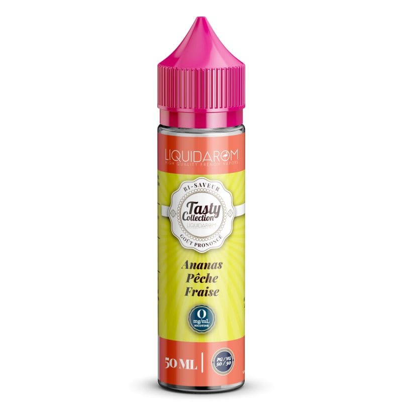 LIQUIDAROM TASTY Ananas Pêche Fraise - E-liquide 50ml-0 mg-VAPEVO