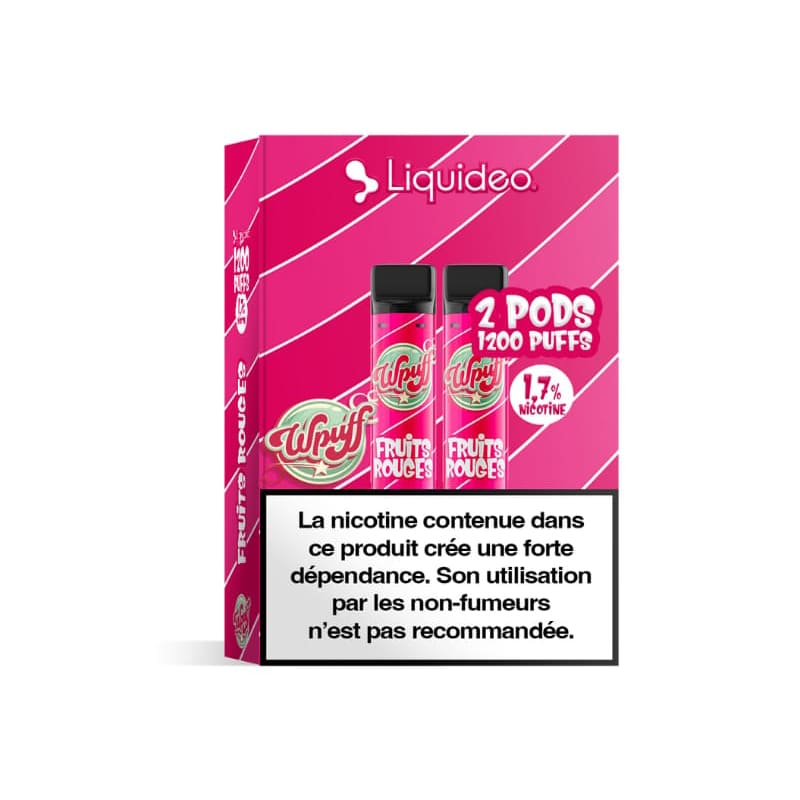 LIQUIDEO Wpuff 600 Original - Pack de 2 Cartouches 2ml-17 mg-Fruits Rouges-VAPEVO