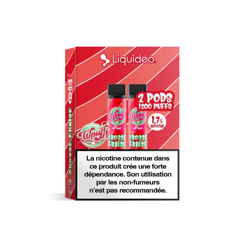 LIQUIDEO Wpuff 600 Original - Pack de 2 Cartouches 2ml-17 mg-Grosse Fraise-VAPEVO