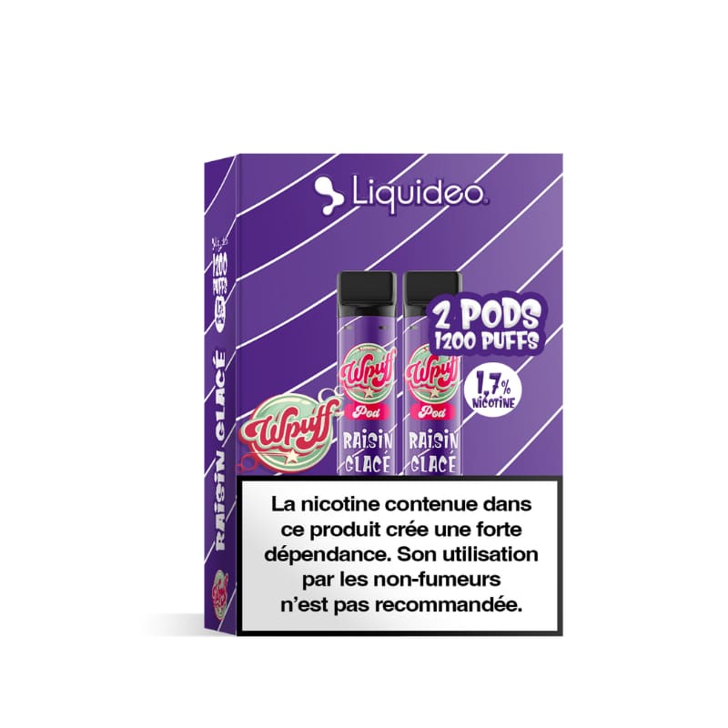 LIQUIDEO Wpuff 600 Original - Pack de 2 Cartouches 2ml-17 mg-Raisin Glacé-VAPEVO