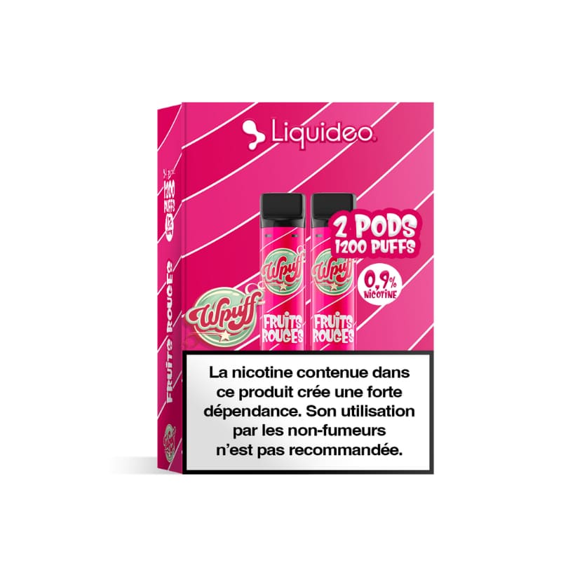 LIQUIDEO Wpuff 600 Original - Pack de 2 Cartouches 2ml-9 mg-Fruits Rouges-VAPEVO