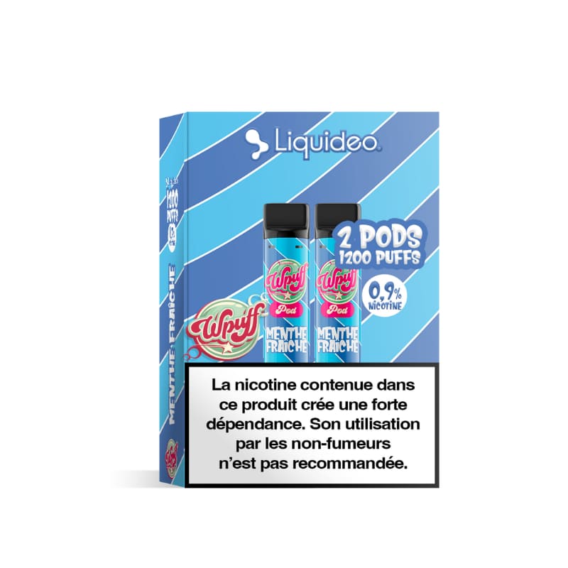 LIQUIDEO Wpuff 600 Original - Pack de 2 Cartouches 2ml-9 mg-Menthe Fraîche-VAPEVO
