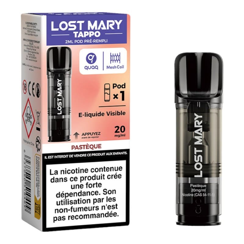 LOST MARY Tappo - Cartouches 2ml 600 Puffs-20 mg-Pastèque-VAPEVO