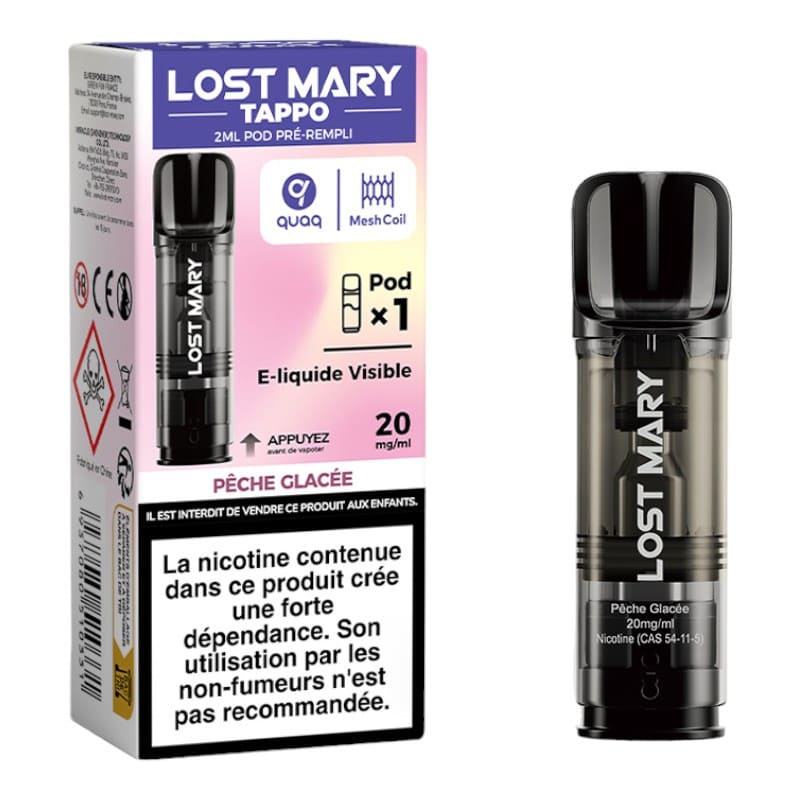 LOST MARY Tappo - Cartouches 2ml 600 Puffs-20 mg-Pêche Glacée-VAPEVO