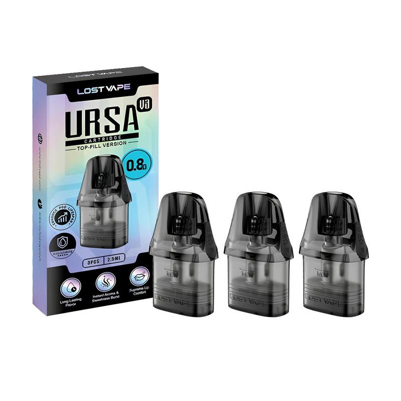 LOST VAPE URSA Nano V3 - Pack de 3 Cartouches Pod 2.5ml-0.8 ohm-VAPEVO