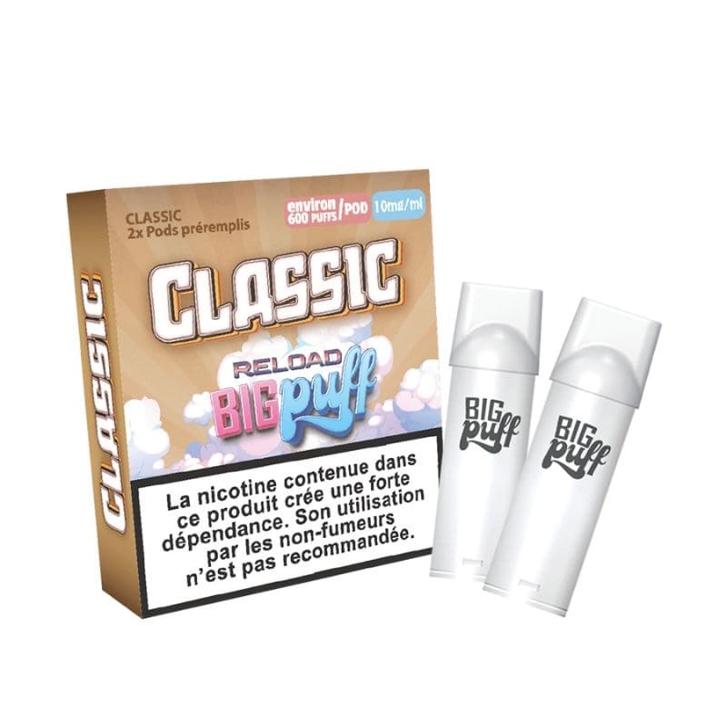 Pods Big Puff Reload 600 Puffs 2ml – Pack de 2 0 mg Classic | VAPEVO