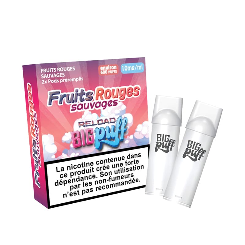 Pods Big Puff Reload 600 Puffs 2ml – Pack de 2 0 mg Fruits Rouges Sauvages | VAPEVO