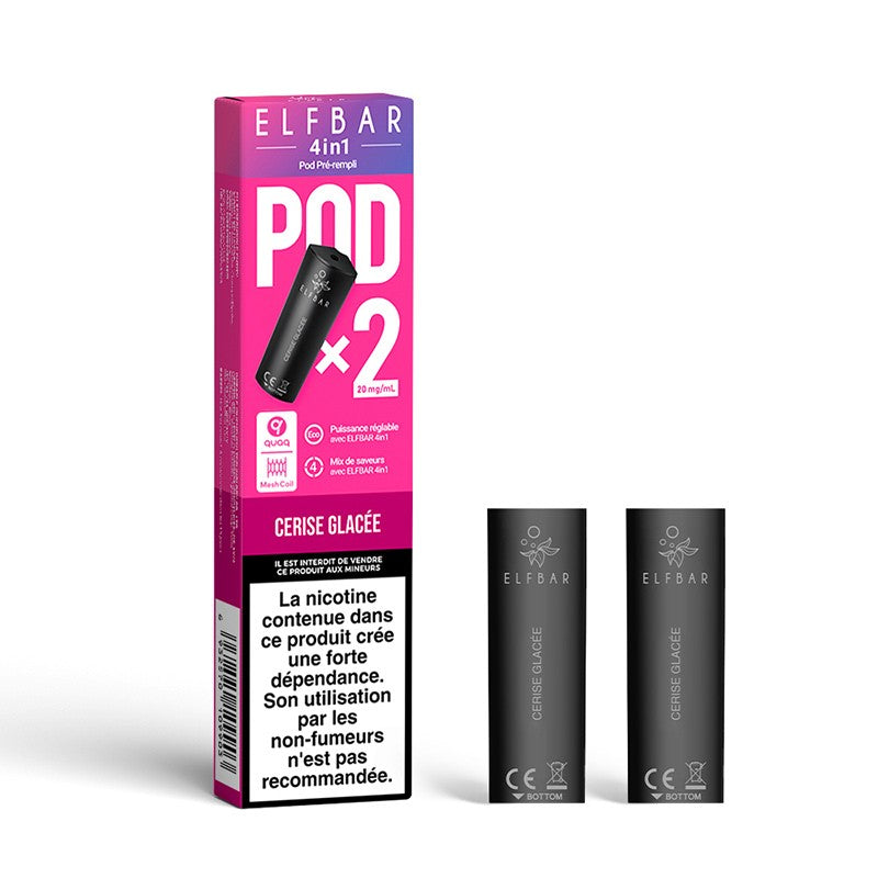 Pods Elfbar 4in1 2ml – Pack de 2 20 mg Cerise Glacée | VAPEVO