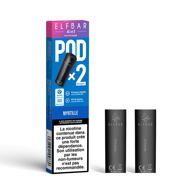 Pods Elfbar 4in1 2ml – Pack de 2 20 mg Myrtille | VAPEVO
