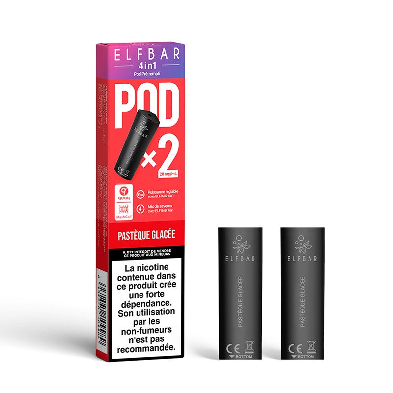 Pods Elfbar 4in1 2ml – Pack de 2 20 mg Pastèque Glacée | VAPEVO