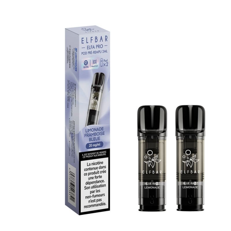 Pods Elfbar Elfa Pro 2ml – Pack de 2 10 mg Limonade Framboise Bleue | VAPEVO