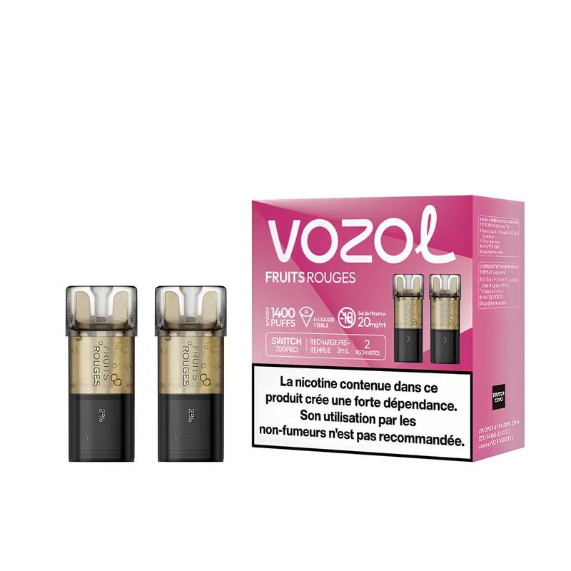 Pods Vozol Switch 600 2ml – Pack de 2 0 mg Fruits Rouges | VAPEVO