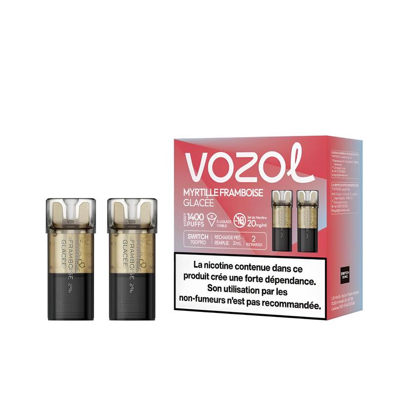 Pods Vozol Switch 600 2ml – Pack de 2 0 mg Myrtille Framboise Glacée | VAPEVO