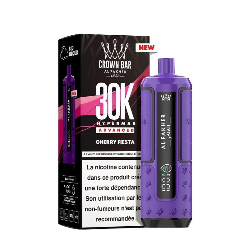 Puff Al Fakher Crown Bar HyperMax Advanced 30K 6mg Cherry Fiesta | VAPEVO