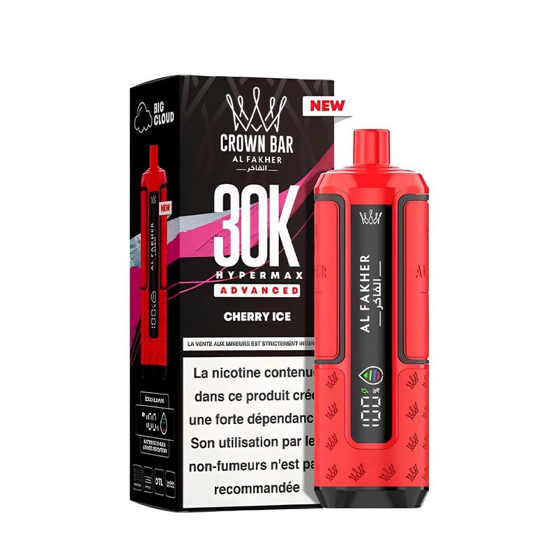 Puff Al Fakher Crown Bar HyperMax Advanced 30K 6mg Cherry Ice | VAPEVO