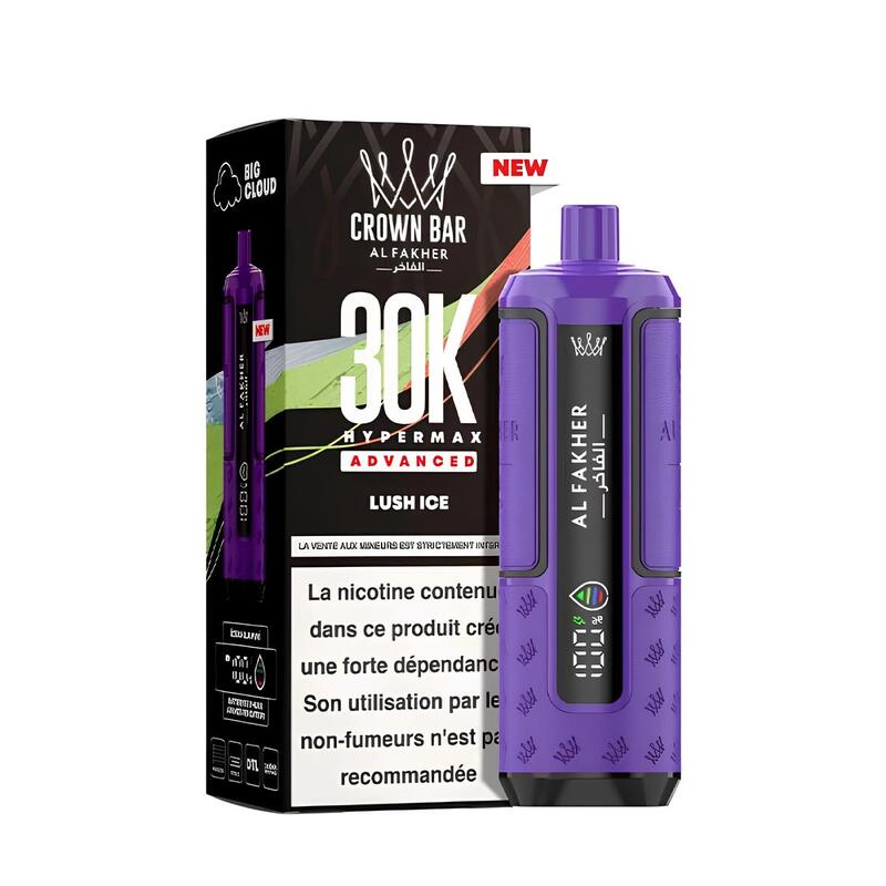 Puff Al Fakher Crown Bar HyperMax Advanced 30K 6mg Lush Ice | VAPEVO