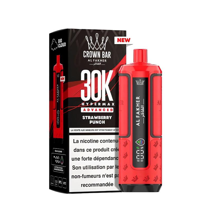 Puff Al Fakher Crown Bar HyperMax Advanced 30K 6mg Strawberry Punch | VAPEVO