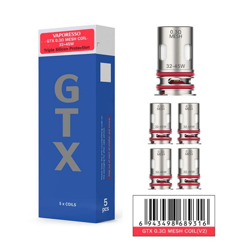 Résistances Vaporesso GTX V2 – Pack de 5 GTX-2 0.3 ohm | VAPEVO